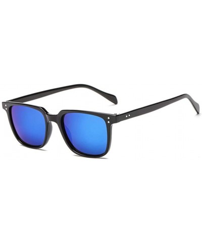 Mens Sunglasses Vintage Suqare Leopard Sunglass Small Rivet Sun Glasses Woman - Blue - C6194O5W9IX $19.52 Oversized