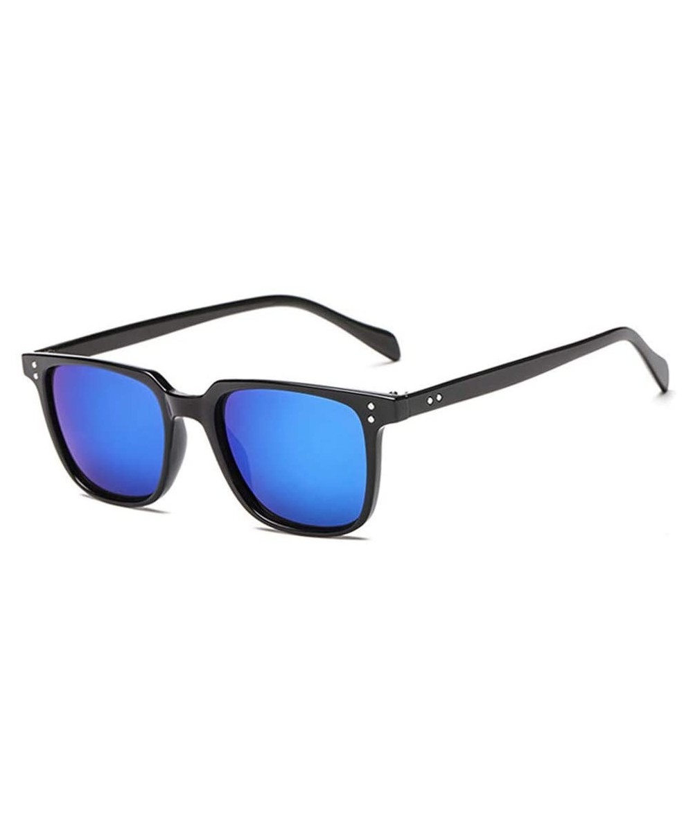 Mens Sunglasses Vintage Suqare Leopard Sunglass Small Rivet Sun Glasses Woman - Blue - C6194O5W9IX $19.52 Oversized