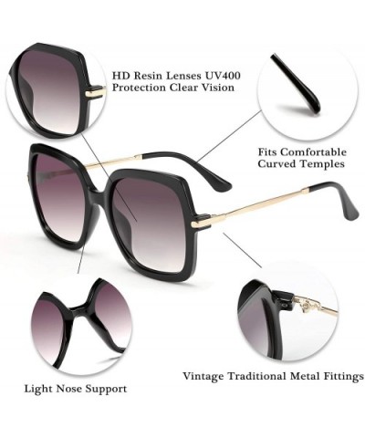 Oversized Sunglasses Women Vintage Square Geometric Brand Designer Shades - 1 - CP1966SEW44 $9.56 Oversized