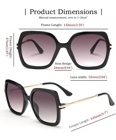 Oversized Sunglasses Women Vintage Square Geometric Brand Designer Shades - 1 - CP1966SEW44 $9.56 Oversized