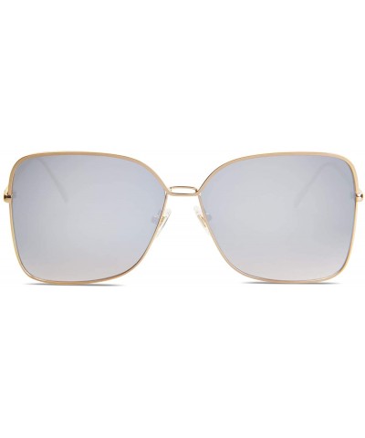 Fashion Designer Square Sunglasses for Women Flat Mirrored Lens SJ1082 - CX18CYHLX68 $11.29 Square