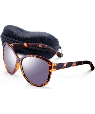 Oversized Classic Black Womens Sunglasses - UV400 Lens - with Zipper Case - Brown - C318RT2N8HZ $7.66 Oval