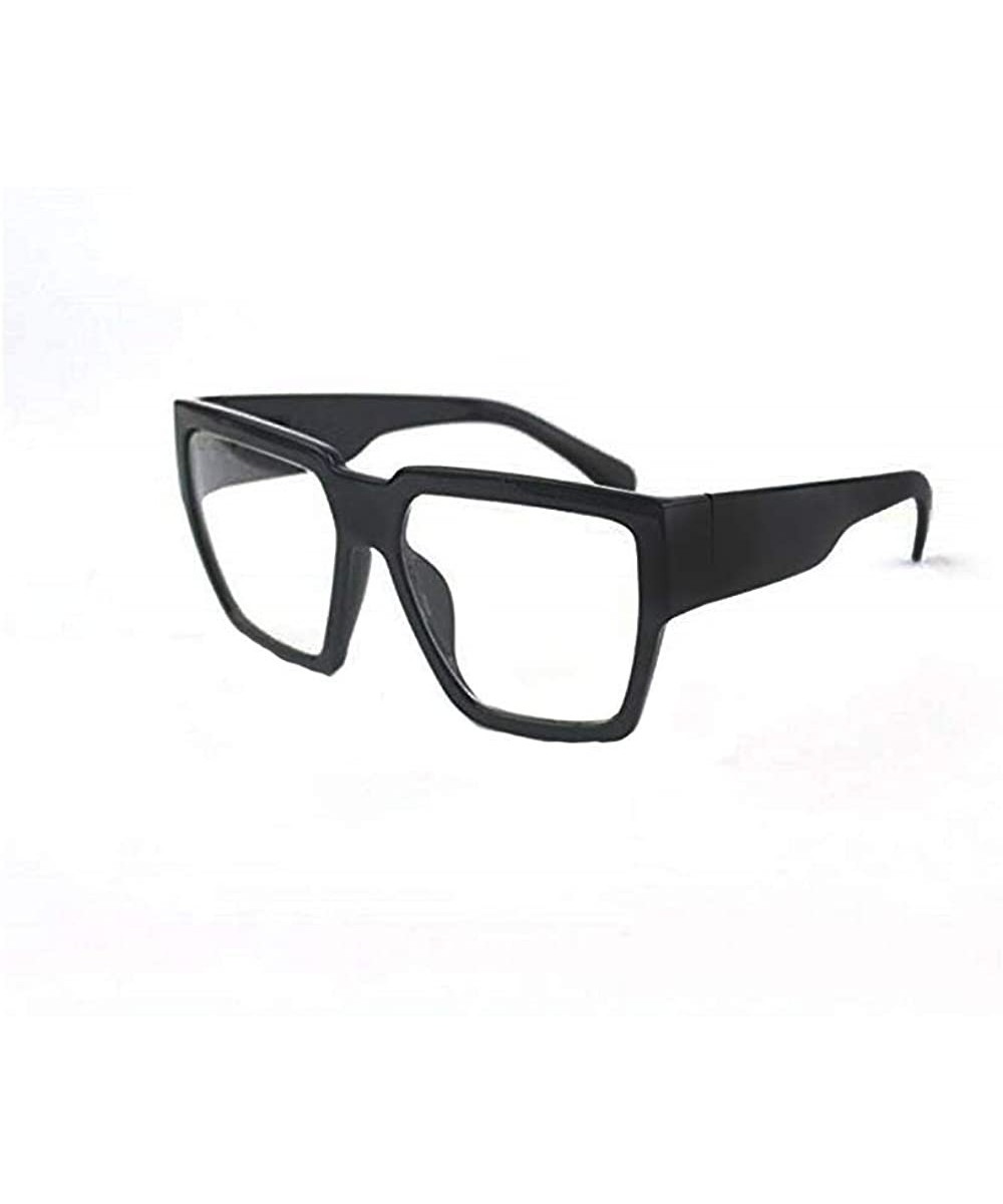 Unisex Super Oversize Black Geometric Frame Sunglasses - Black-plain - CT12LMP64R1 $10.86 Rectangular