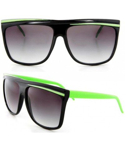 Large Flat Top Sunglasses for Men Women Green Temples UV Protected - CM117AQQAT7 $7.88 Square