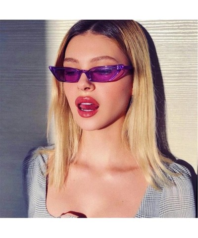 Women Retro Vintage Cat Eye Sunglasses Small Frame UV400 Eyewear Slim Sun Glasses - Purple - CD18ULI0WSR $5.52 Goggle