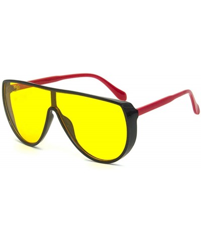 Retro square sunglasses for women men oversized frame colorful lens flat top sunglasses UV400 protect - 1 - CS196YA6K5O $13.0...