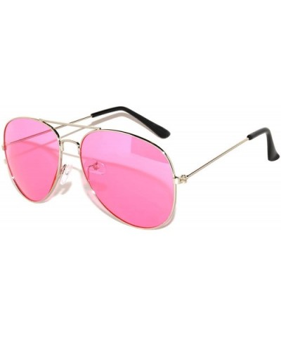 12 Pirs Wholesale Classic Aviator Style Sunglasses Colored Metal Colored Lens - 12_pairs_silver_frame_pink - C918CD82EQ7 $20....