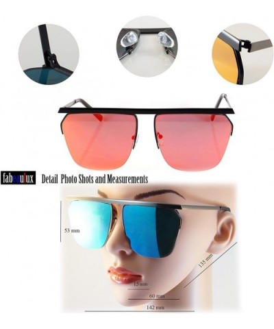 Unisex Fearless Bold Flat Top Brow-Bar Mirrored Sunglasses A054 - Gunmetal/ Blue Revo - CQ1884YR4K5 $9.74 Rimless