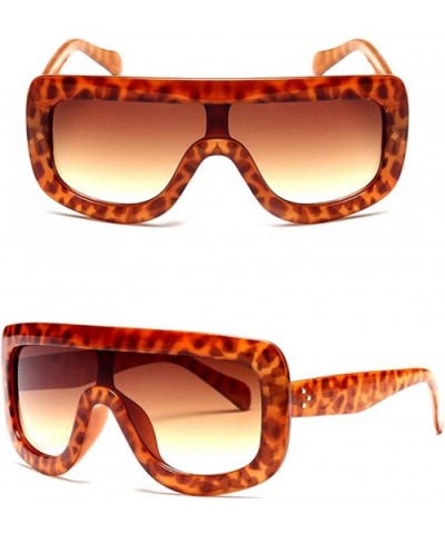 Retro Women's Big Style Sunglasses Vintage Oversized Designer Shades Eyeglasses - Yellow&leopard - CT184QSD467 $6.24 Oversized