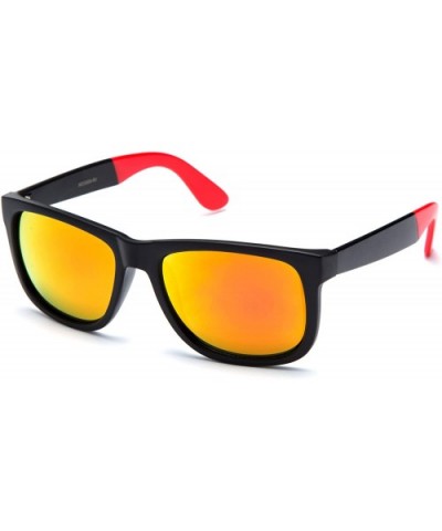 Men's Retro Sports Light Weight Slim Cut Two Tone Temple Design Sunglasses - Red - CM11WLYXPUH $6.00 Square