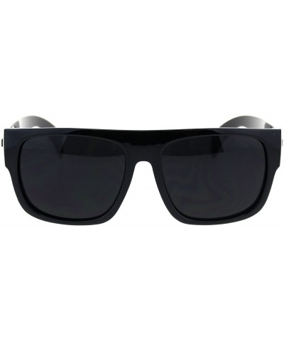 KUSH Sunglasses Mens Dark Lens Black Square Frame Shades UV 400 - Shiny Black - CB18GRWWYUQ $7.89 Square