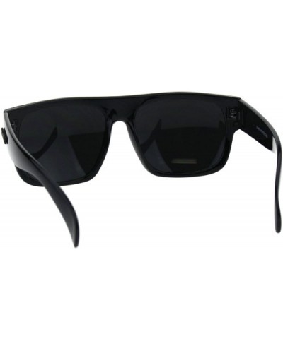 KUSH Sunglasses Mens Dark Lens Black Square Frame Shades UV 400 - Shiny Black - CB18GRWWYUQ $7.89 Square