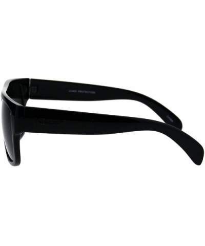 KUSH Sunglasses Mens Dark Lens Black Square Frame Shades UV 400 - Shiny Black - CB18GRWWYUQ $7.89 Square