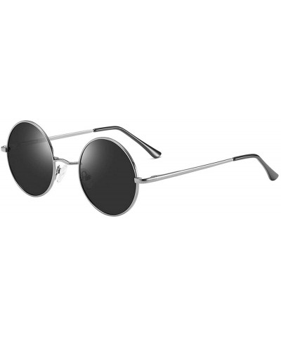 Metal Steampunk Sunglasses Polarized Oval Mirror Round Men Women Driving Glasses UV400 - Gungrey - CC197Y7GUHZ $26.32 Round