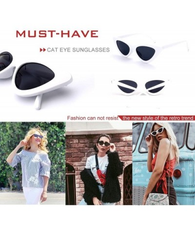 Retro Narrow Cat Eye Sunglasses Vintage Clout Goggles for women UV400 M97 - White Frame/Grey Lens - CW18N05NO98 $11.89 Goggle