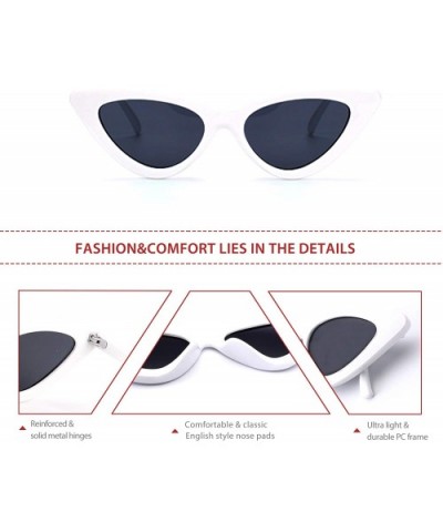 Retro Narrow Cat Eye Sunglasses Vintage Clout Goggles for women UV400 M97 - White Frame/Grey Lens - CW18N05NO98 $11.89 Goggle