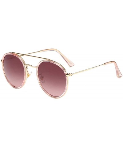 Women's Classic Plastic Metal Round Full-Frame AC Lens Sunglasses - Pink Gray - C218W39EIQI $19.37 Round