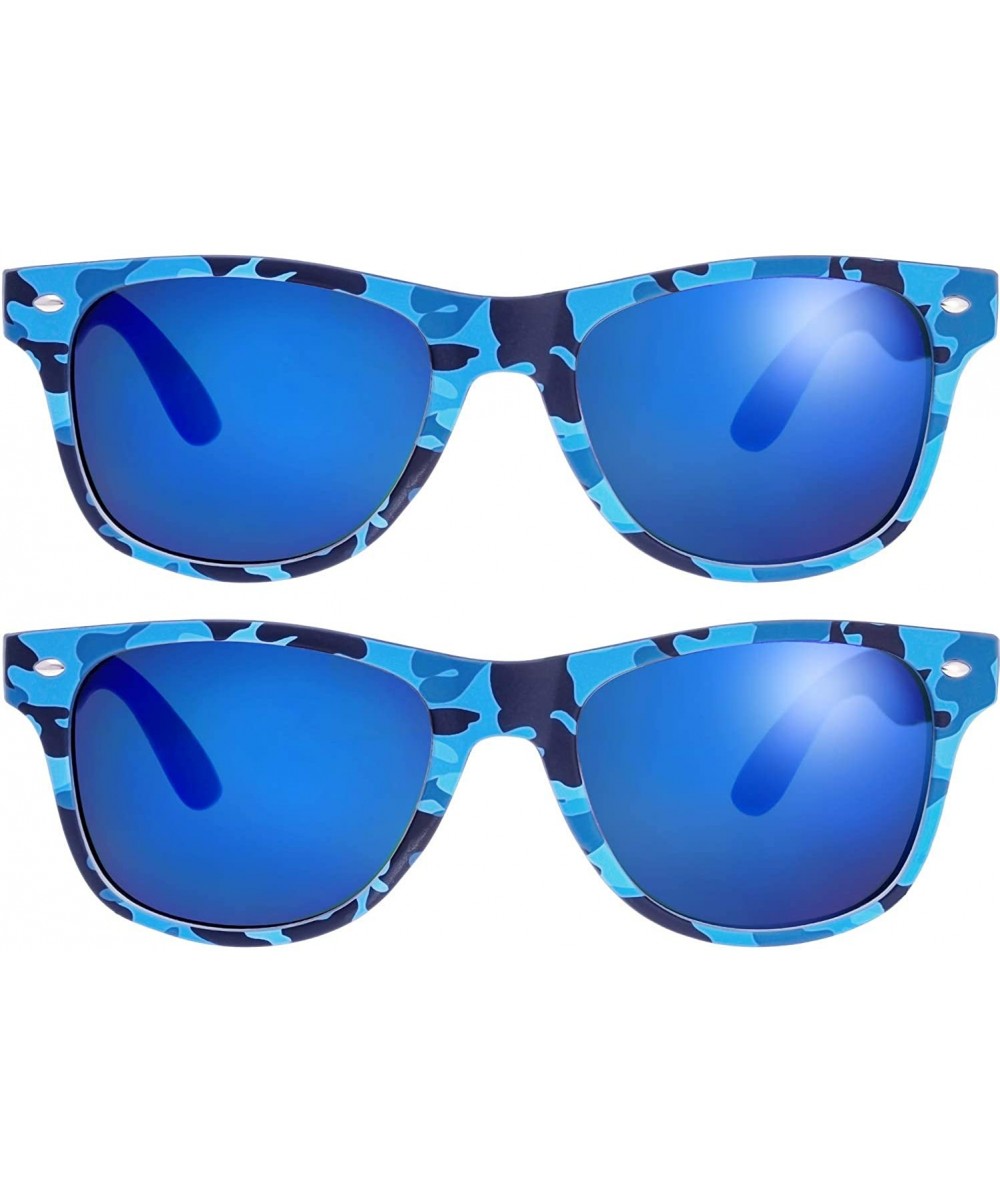 Camo Print Mirror Lens Rubber Sunglasses Camouflage for Men Women - Exquisite Packaging - 21 Blue Camo - CO195IO2XDH $14.51 R...