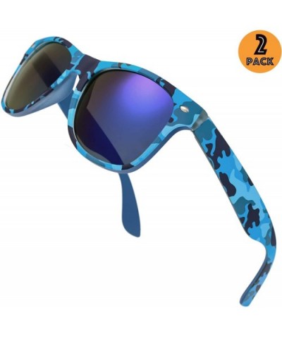 Camo Print Mirror Lens Rubber Sunglasses Camouflage for Men Women - Exquisite Packaging - 21 Blue Camo - CO195IO2XDH $14.51 R...