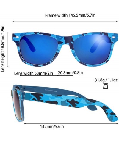 Camo Print Mirror Lens Rubber Sunglasses Camouflage for Men Women - Exquisite Packaging - 21 Blue Camo - CO195IO2XDH $14.51 R...