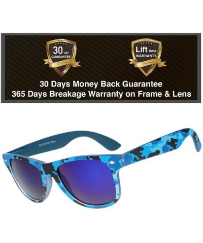 Camo Print Mirror Lens Rubber Sunglasses Camouflage for Men Women - Exquisite Packaging - 21 Blue Camo - CO195IO2XDH $14.51 R...