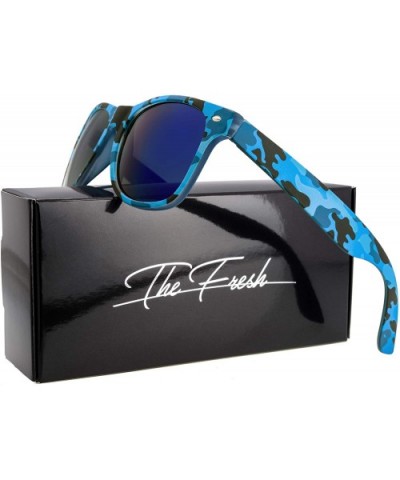 Camo Print Mirror Lens Rubber Sunglasses Camouflage for Men Women - Exquisite Packaging - 21 Blue Camo - CO195IO2XDH $14.51 R...