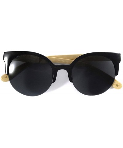 Cute Cat Eye Bamboo Sunglasses for Women - Black - C1186TQ3T8X $18.92 Cat Eye