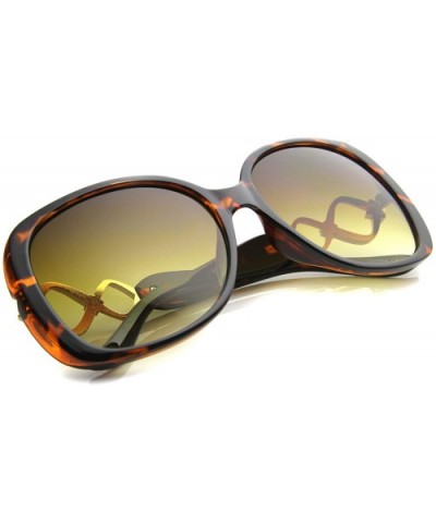 Women's Oversize Decorative Metal Detail Butterfly Sunglasses 60mm - Tortoise-gold / Amber - C2126OMV9EZ $6.02 Butterfly