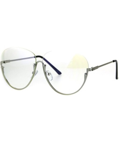 Clear Lens Glasses Rimless Top Half Rim Womens Fashion Eyeglasses - Silver - CD1883ZCLGY $6.74 Semi-rimless