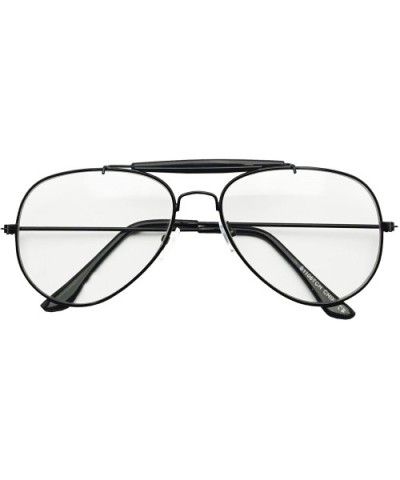 Oversize Round Double Bar Clear Lens Metal Aviator Plastic Cross Bar Glasses - Black (Sun Sensor) - CL17XW8HM2A $6.81 Aviator