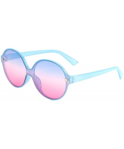 Womens Fashion Cat Eye Sunglasses Mono Block One Piece Lens - 145mm-blue - CS183N9GGG2 $6.05 Round