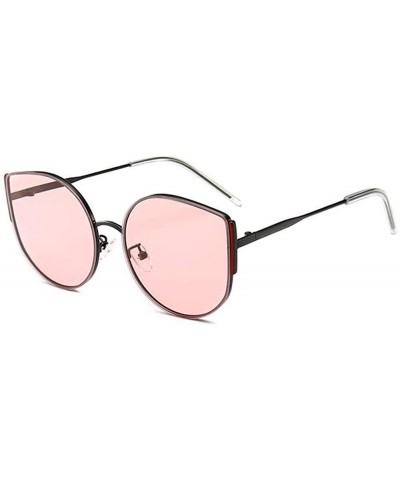 Women Fashion Sunglasses For Women Cat Eye Eyewear with Case UV400 Protection - Black Frame/Transparent Pink Lens - CG18X9O6E...