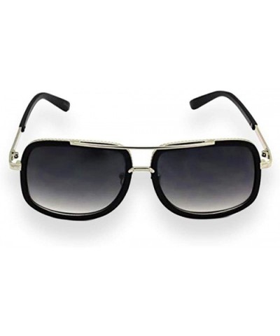 Flat Top Aviator Retro Celebrity Style Classic Square Frame Sunglasses - Black Silver / Black - CA180TT0LXD $7.11 Aviator