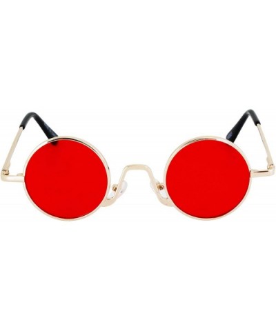 Vintage Slender Round Sunglasses Retro Small Metal Frame Candy Colors - Red - CP18UL6GZ45 $6.40 Round