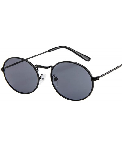 Vintage Retro Oval Sunglasses Ellipse Metal Frame Glasses Trendy Fashion Shades - A - C1193XIK7AI $7.21 Wayfarer