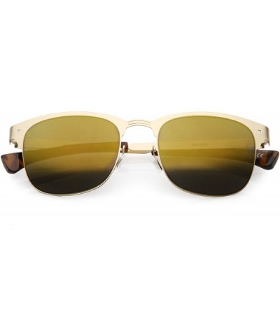 Sleek Metal Semi Rimless Color Mirror Square Lens Horn Rimmed Sunglasses 48mm - Gold / Gold Mirror - C4187RKMCZR $7.72 Semi-r...