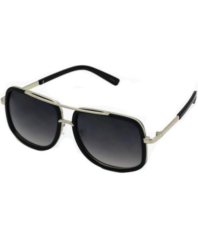 Flat Top Aviator Retro Celebrity Style Classic Square Frame Sunglasses - Black Silver / Black - CA180TT0LXD $7.11 Aviator