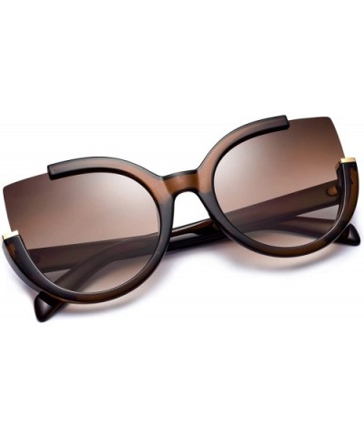 Oversized Cat Eye Sunglasses for Women Fashion Retro Style MS51807 - Brown - CK18RAXH35I $10.89 Cat Eye
