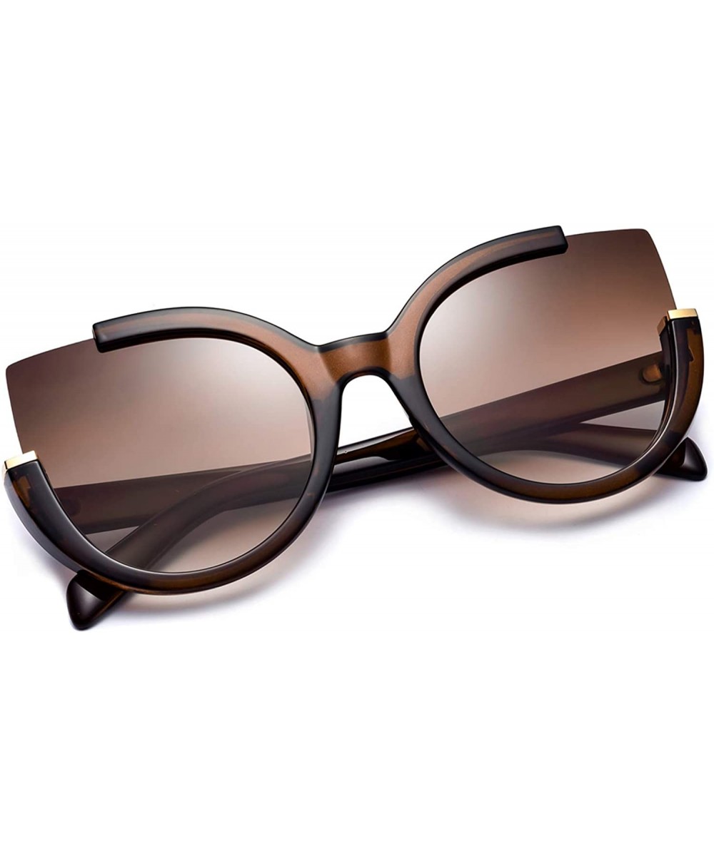 Oversized Cat Eye Sunglasses for Women Fashion Retro Style MS51807 - Brown - CK18RAXH35I $10.89 Cat Eye