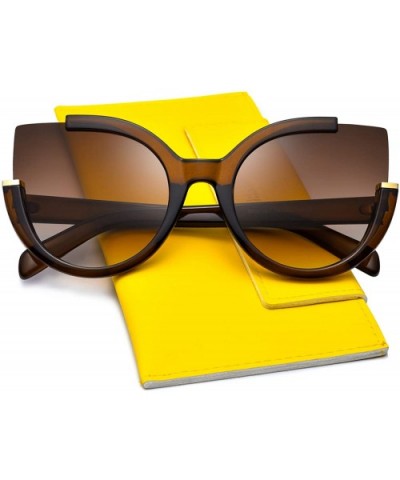 Oversized Cat Eye Sunglasses for Women Fashion Retro Style MS51807 - Brown - CK18RAXH35I $10.89 Cat Eye