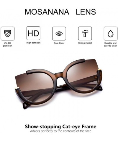 Oversized Cat Eye Sunglasses for Women Fashion Retro Style MS51807 - Brown - CK18RAXH35I $10.89 Cat Eye