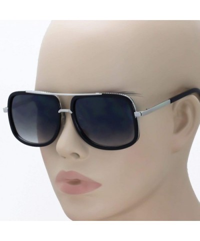 Flat Top Aviator Retro Celebrity Style Classic Square Frame Sunglasses - Black Silver / Black - CA180TT0LXD $7.11 Aviator