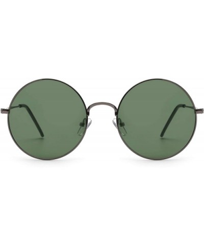 Retro Polarized Round Sunglasses for Men Women Circle Lens Metal Frame - Gunmetal Frame / Polarized Green Lens - CG19652W9R9 ...