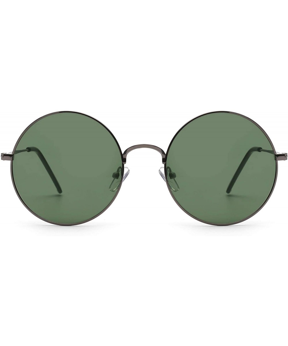 Retro Polarized Round Sunglasses for Men Women Circle Lens Metal Frame - Gunmetal Frame / Polarized Green Lens - CG19652W9R9 ...