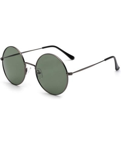 Retro Polarized Round Sunglasses for Men Women Circle Lens Metal Frame - Gunmetal Frame / Polarized Green Lens - CG19652W9R9 ...