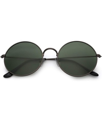 Retro Polarized Round Sunglasses for Men Women Circle Lens Metal Frame - Gunmetal Frame / Polarized Green Lens - CG19652W9R9 ...