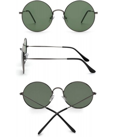 Retro Polarized Round Sunglasses for Men Women Circle Lens Metal Frame - Gunmetal Frame / Polarized Green Lens - CG19652W9R9 ...