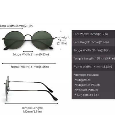 Retro Polarized Round Sunglasses for Men Women Circle Lens Metal Frame - Gunmetal Frame / Polarized Green Lens - CG19652W9R9 ...