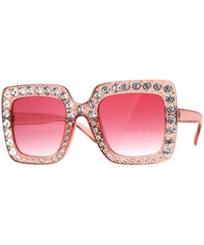Womens Large Rhinestone Sparkling Diva Plastic Rectangular Luxury Sunglasses - Pink - CI180SY5E0T $10.99 Butterfly