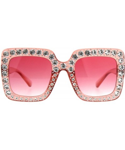 Womens Large Rhinestone Sparkling Diva Plastic Rectangular Luxury Sunglasses - Pink - CI180SY5E0T $10.99 Butterfly